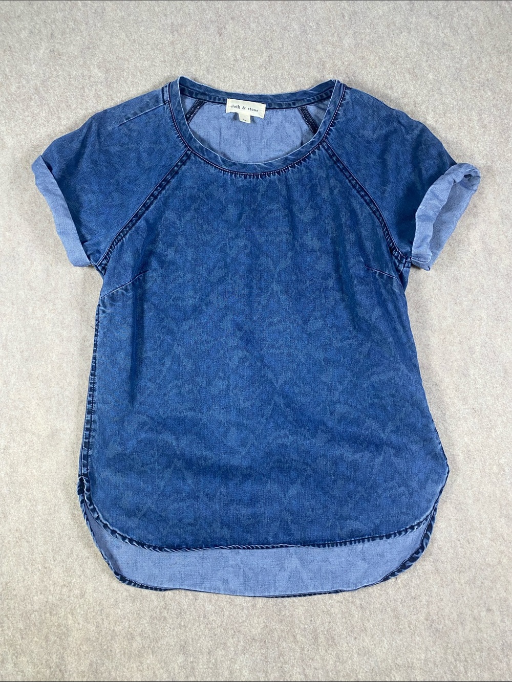 Cloth & Stone Tencel Chambray Denim Wash High Low Tunic Top XS